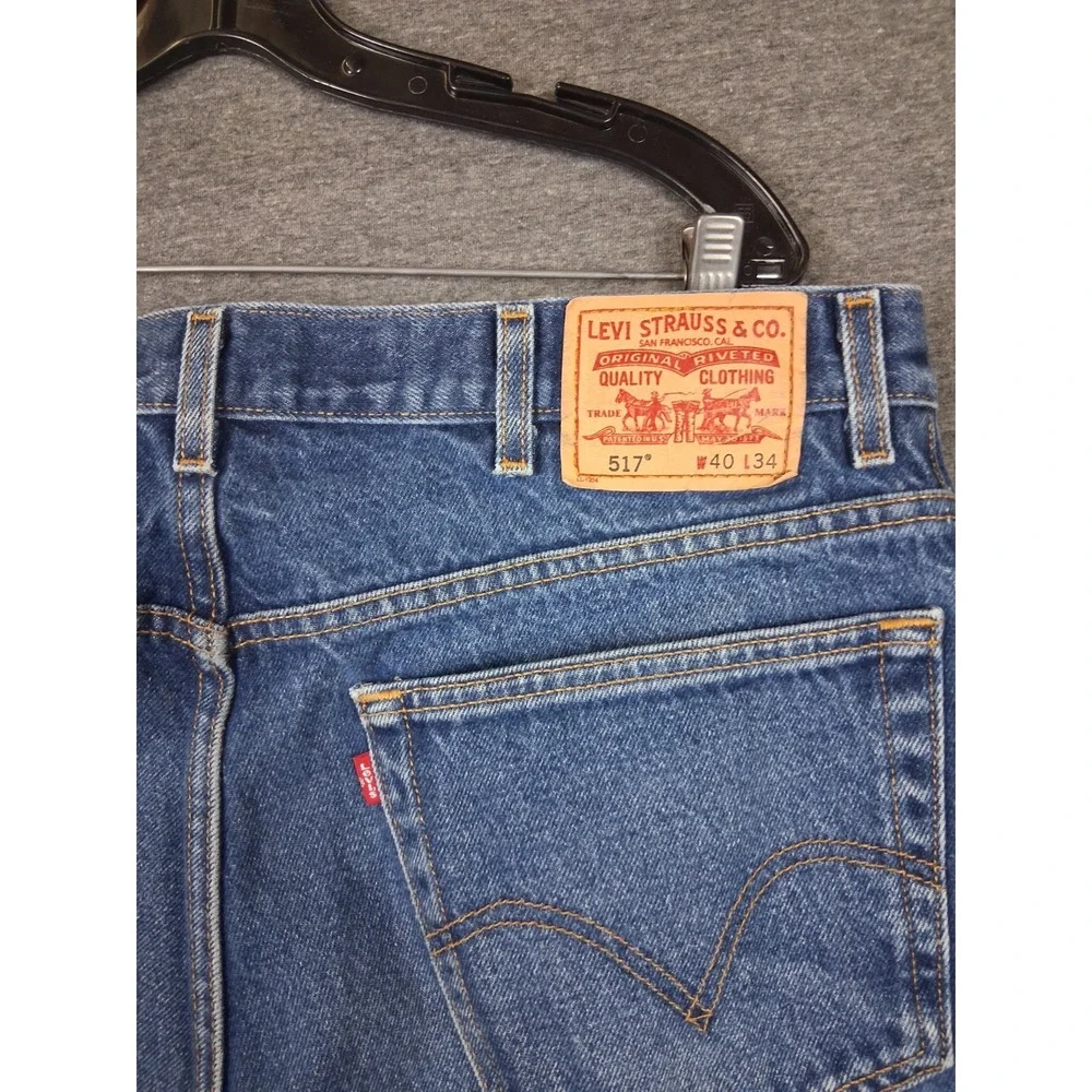 Levis Mens Jeans 40x34 Blue Denim 517 Bootcut Americana Cowboy Western Street